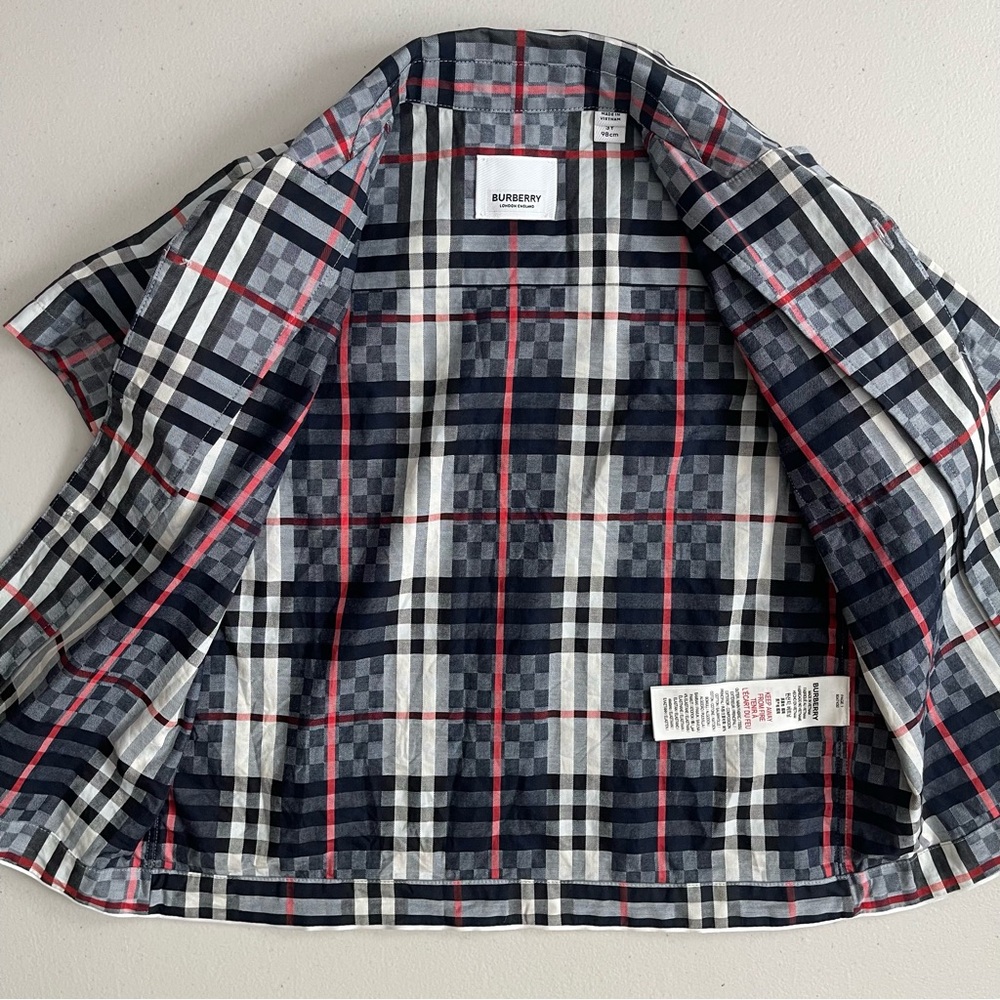 Burberry Toddler Boy Button-Up Shirt Plaid Check Collared 3T - Like New - Picture 7 of 12